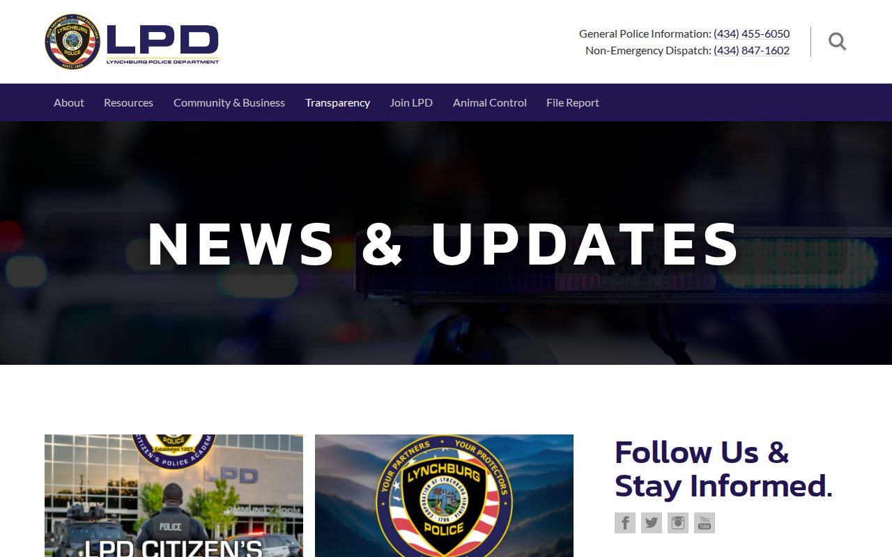 Lynchburg Police Department selective arrest news release feed