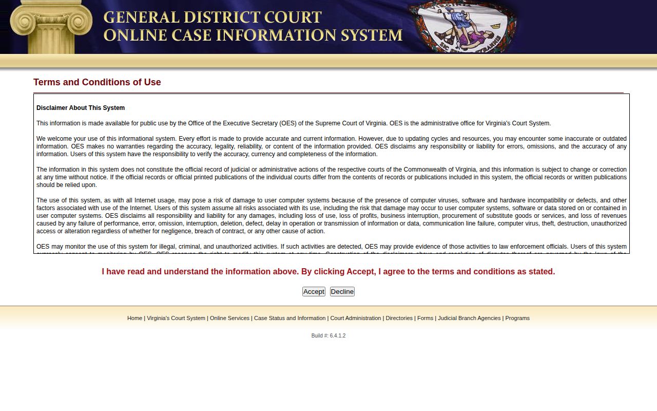 Virginia court disposition search for Lynchburg arrest cases