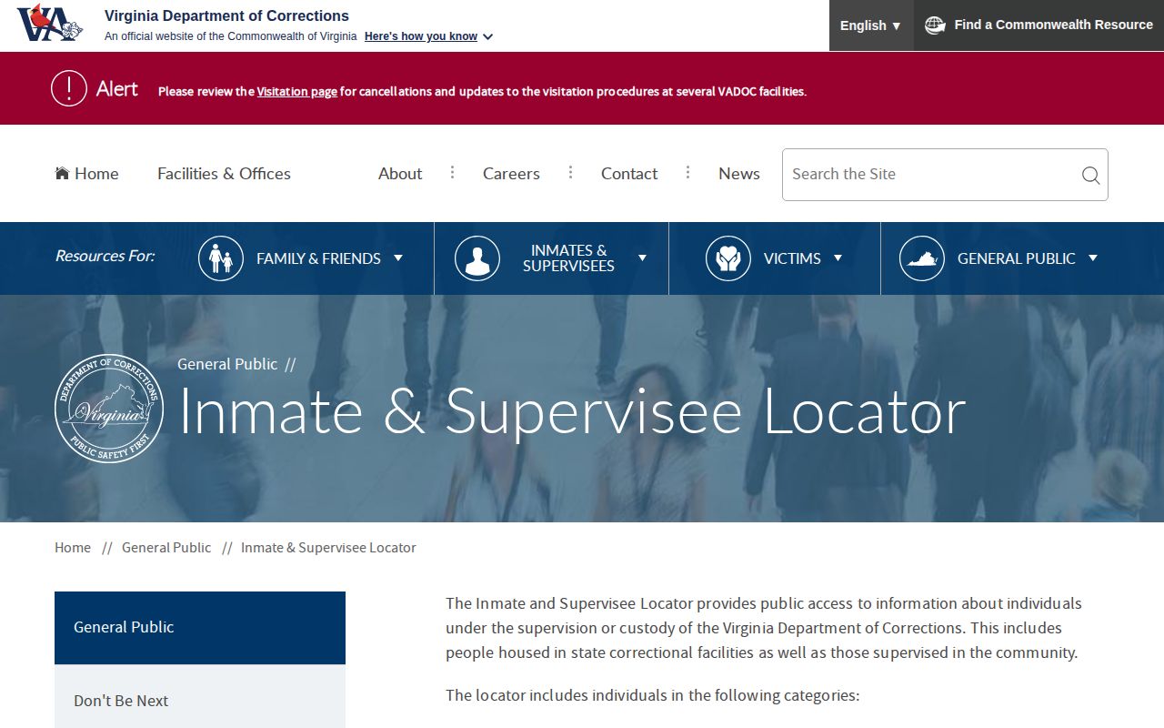 Virginia Department of Corrections locator for Lynchburg state-custody records